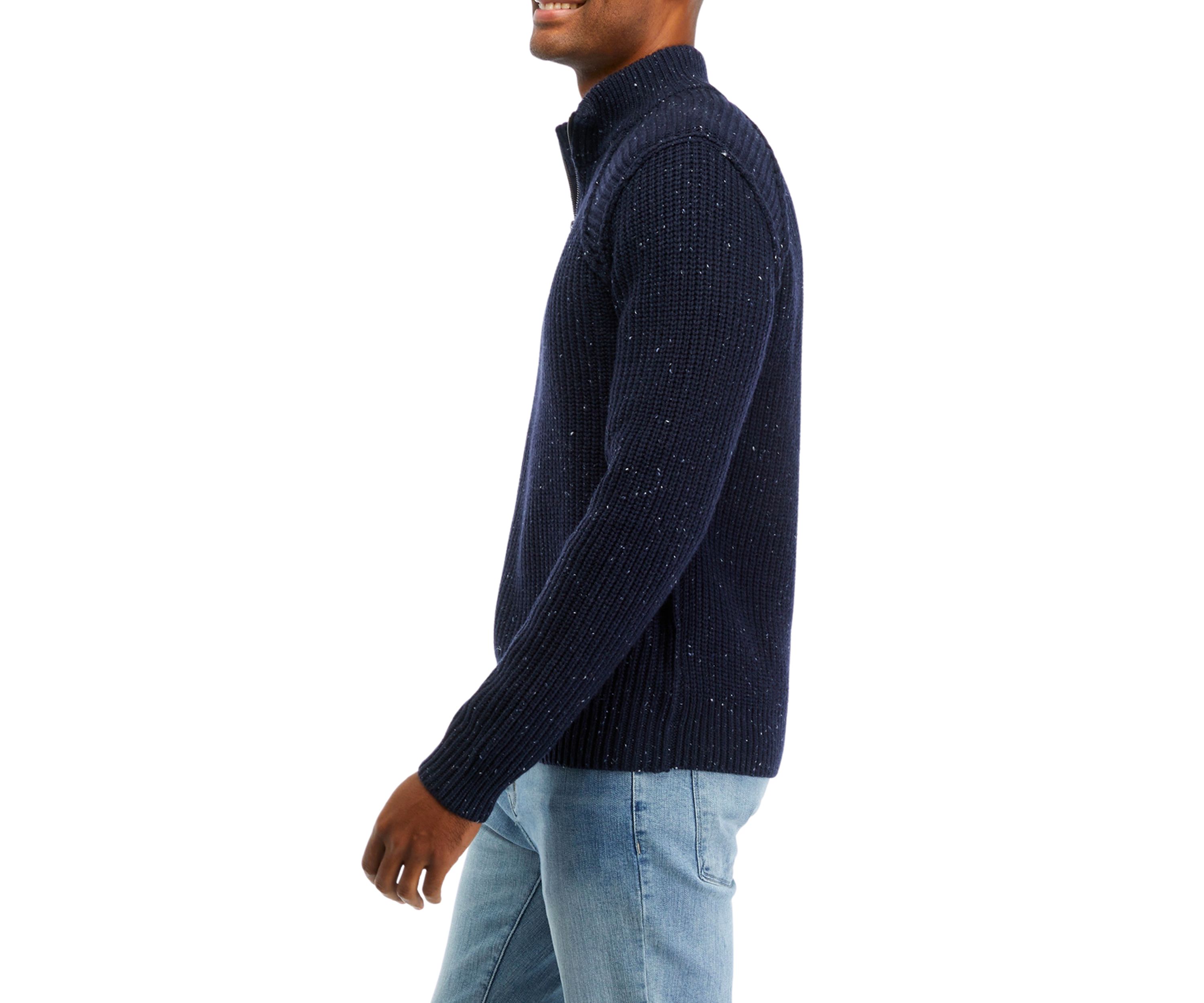 Tweed Mock Zip Pullover