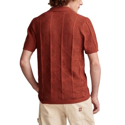 Crochet Collared Short Sleeve Shirt