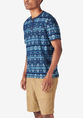 Short Sleeve Printed Henley Neck Shirt