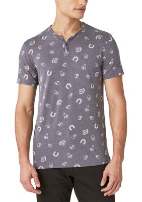 Lucky Brand Men's Venice Burnout Print Notch T-Shirt