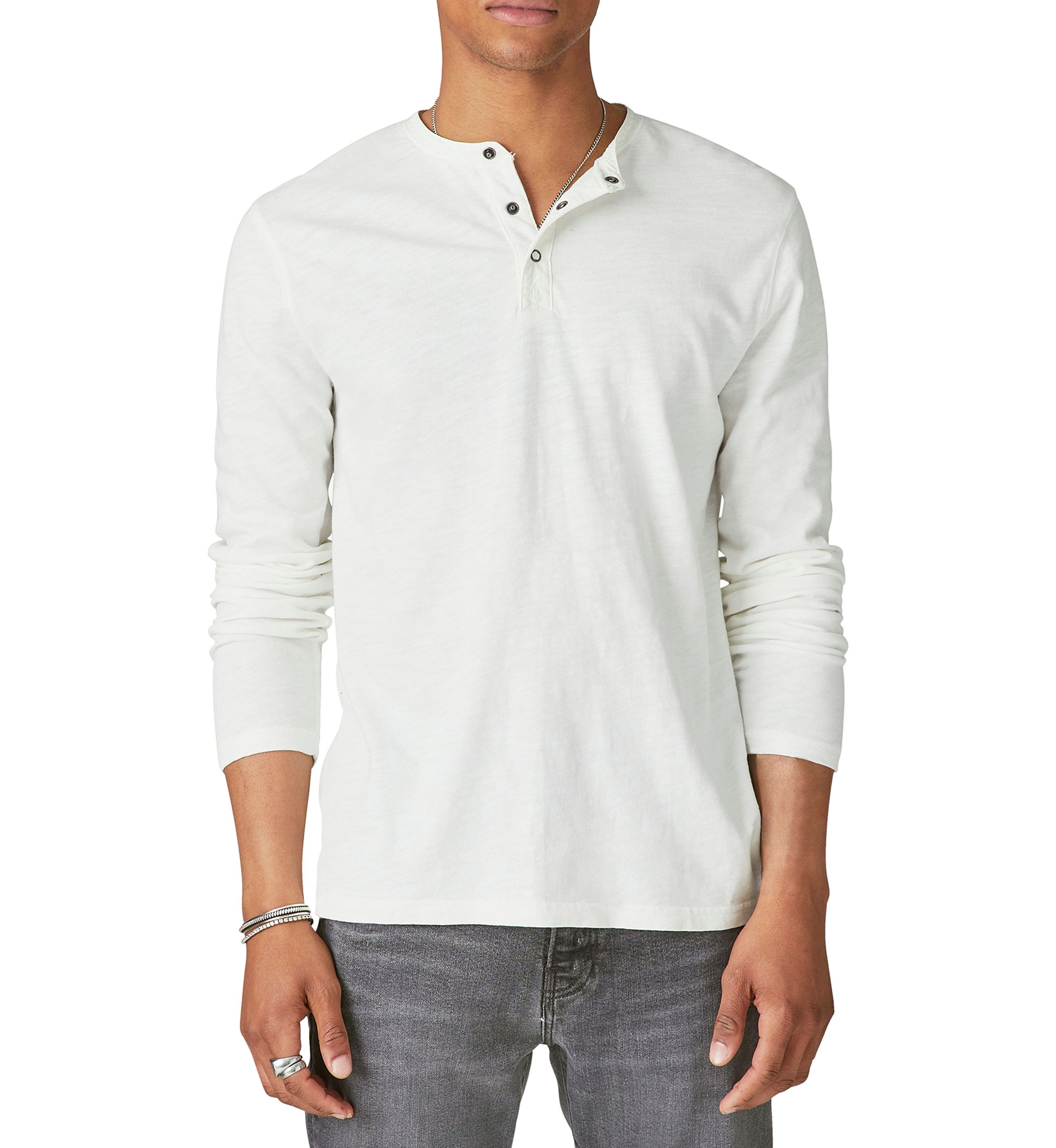 Weekend Snap Button Long Sleeve Henley Shirt