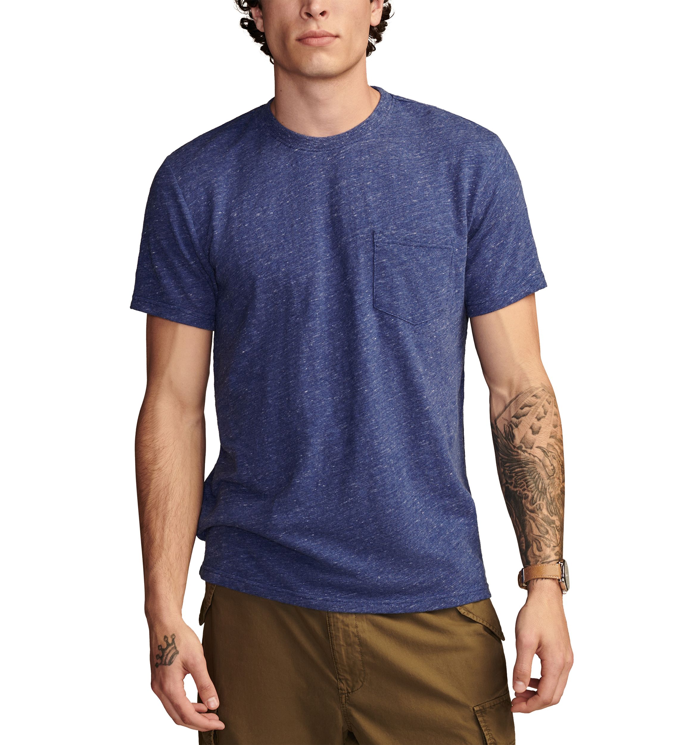Linen Short Sleeve Pocket Crew Neck T-Shirt