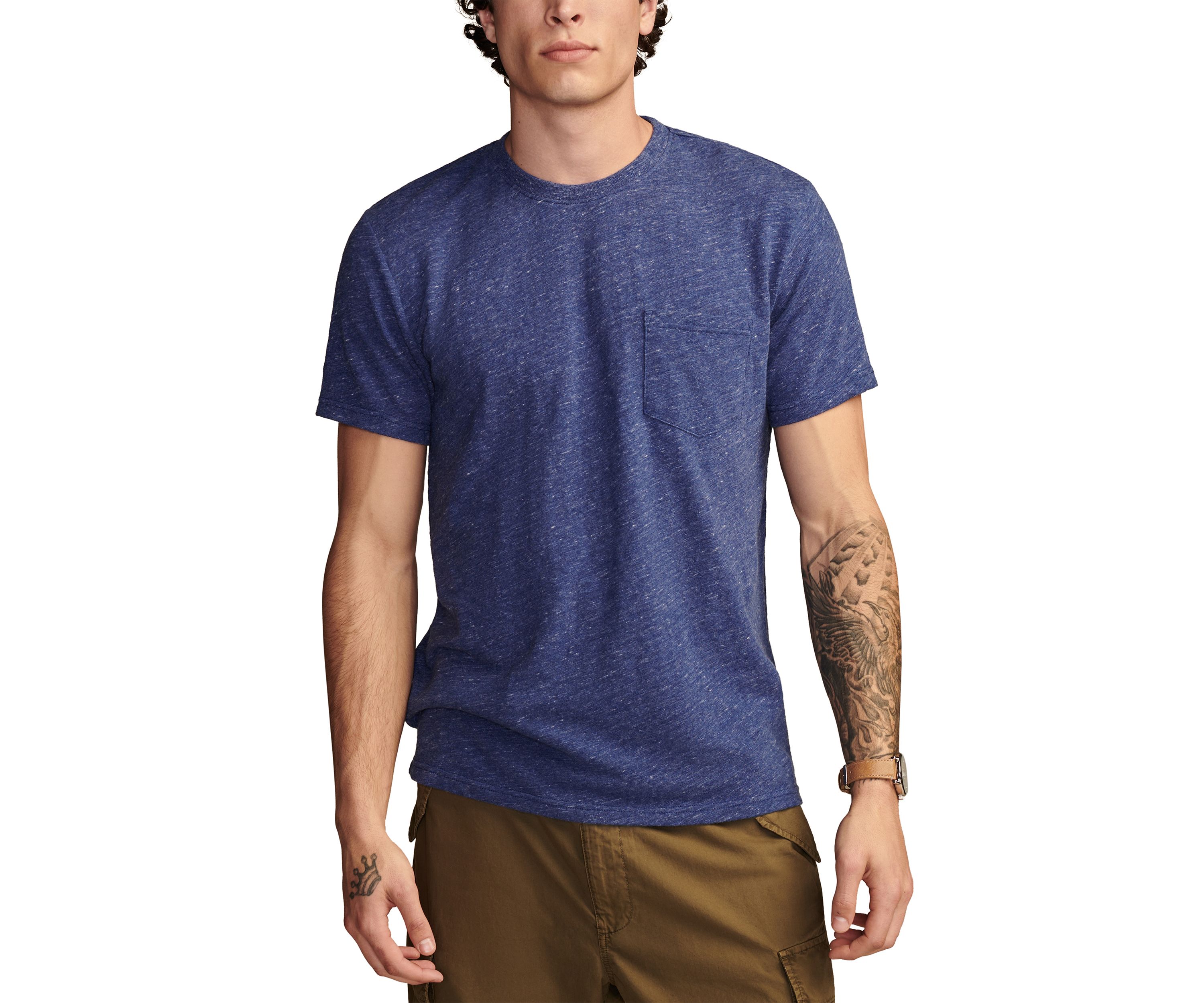 Linen Short Sleeve Pocket Crew Neck T-Shirt