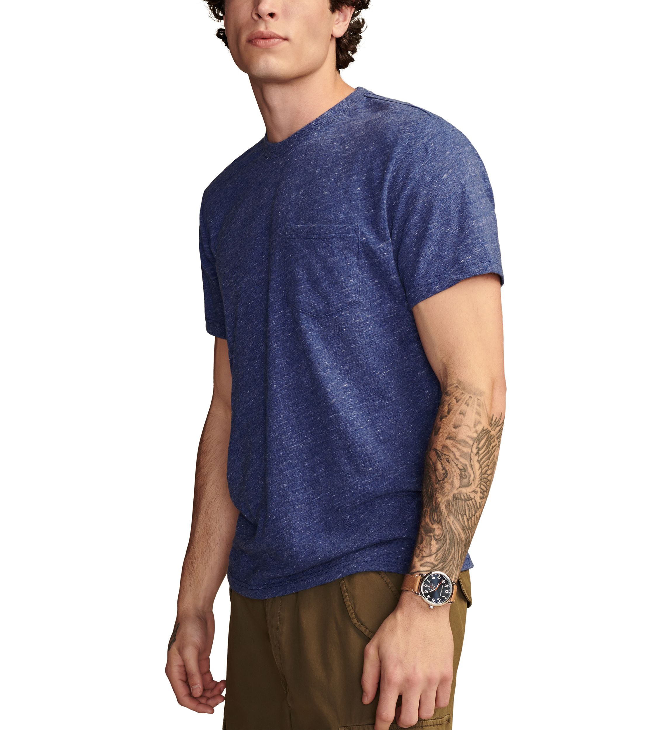 Linen Short Sleeve Pocket Crew Neck T-Shirt