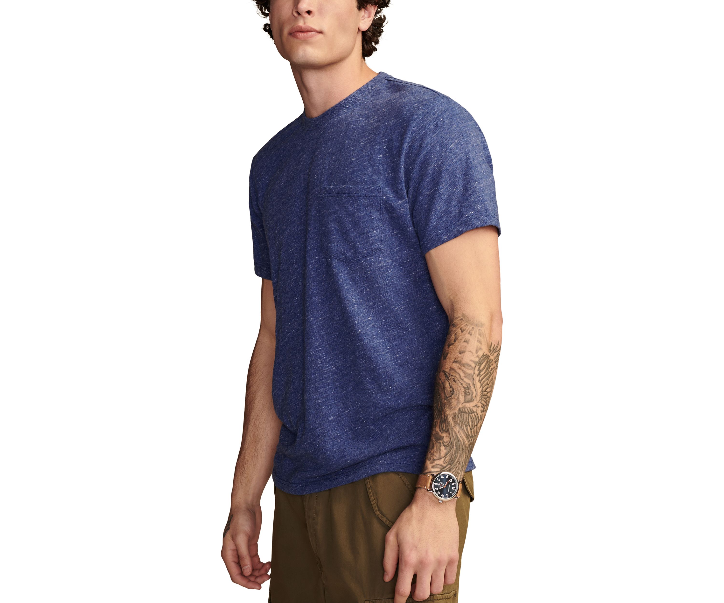 Linen Short Sleeve Pocket Crew Neck T-Shirt