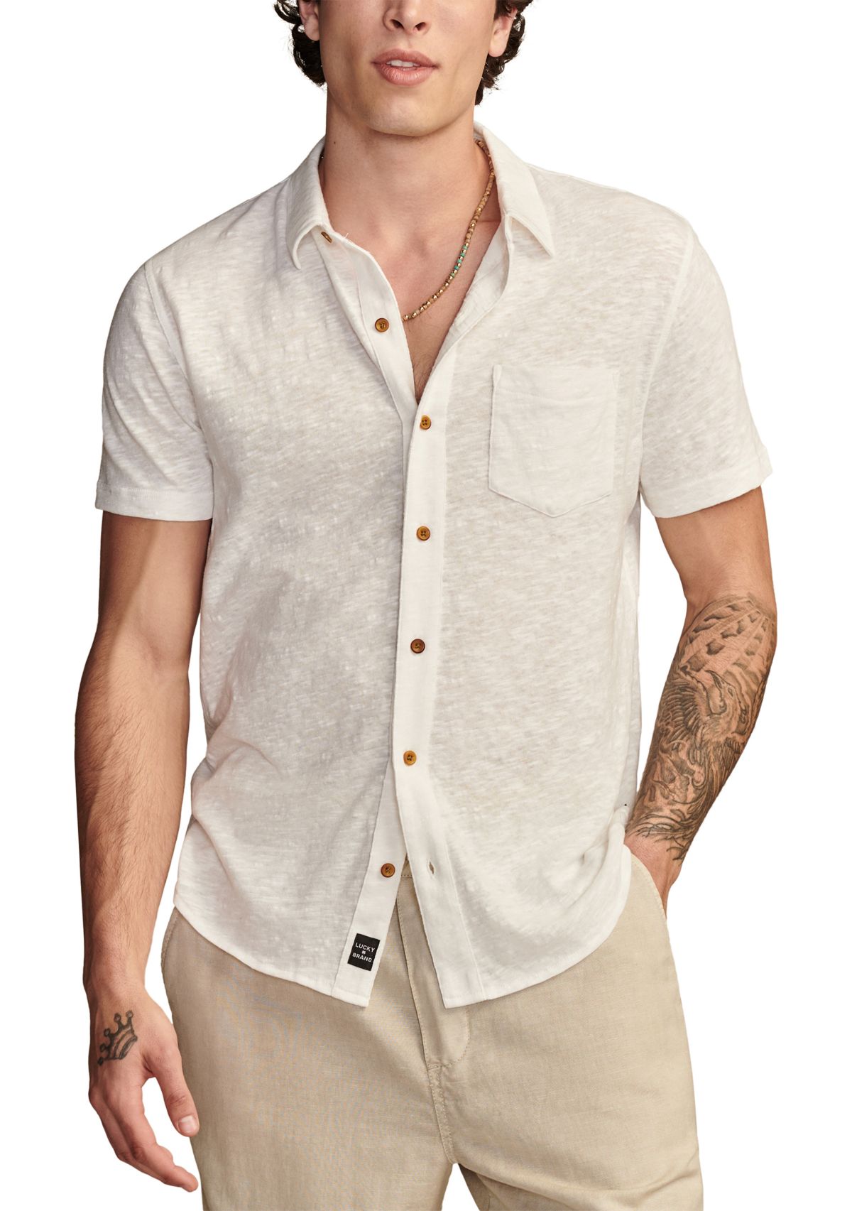 Linen Short Sleeve Button Up Shirt 