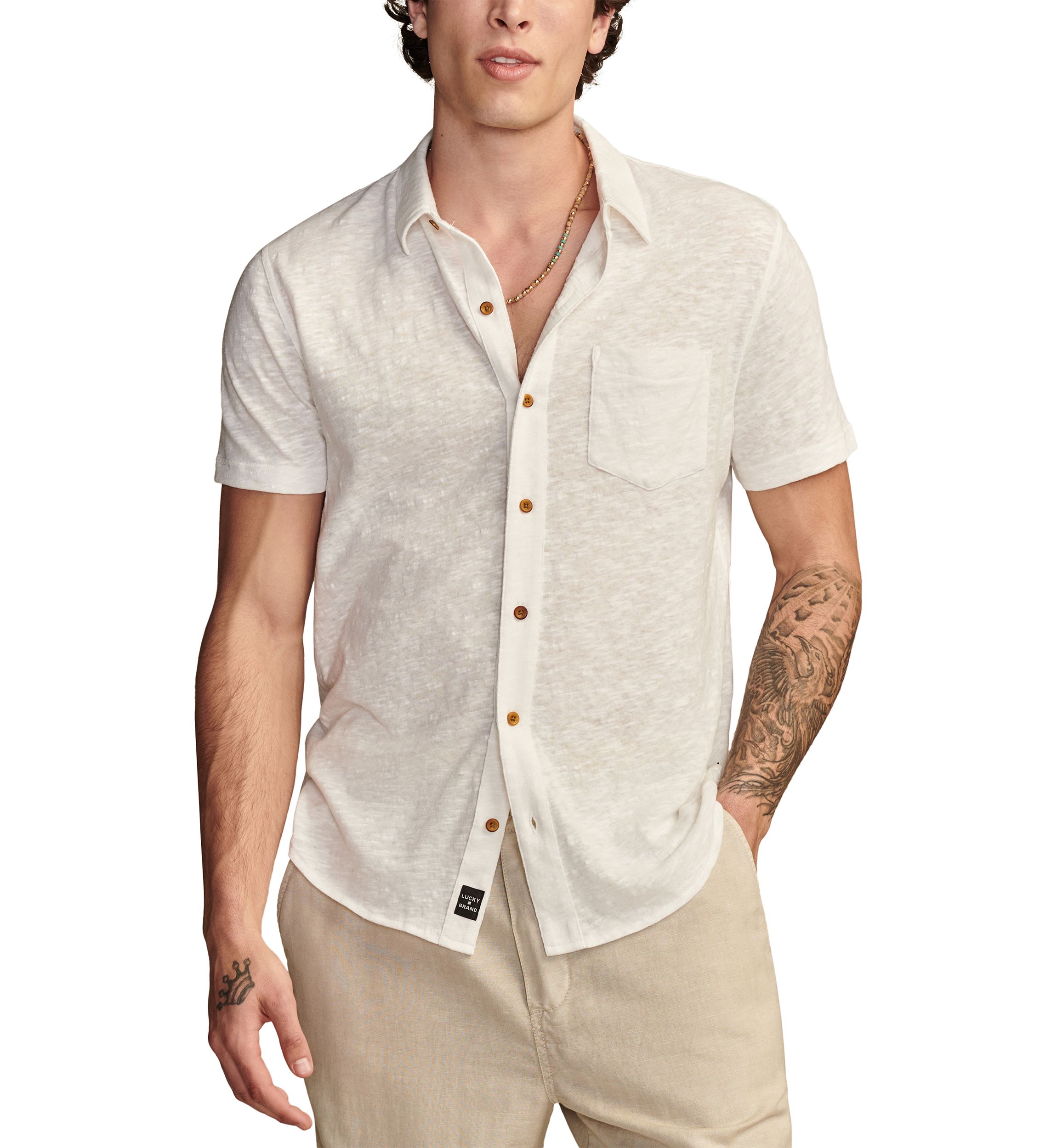 Linen Short Sleeve Button Up Shirt 
