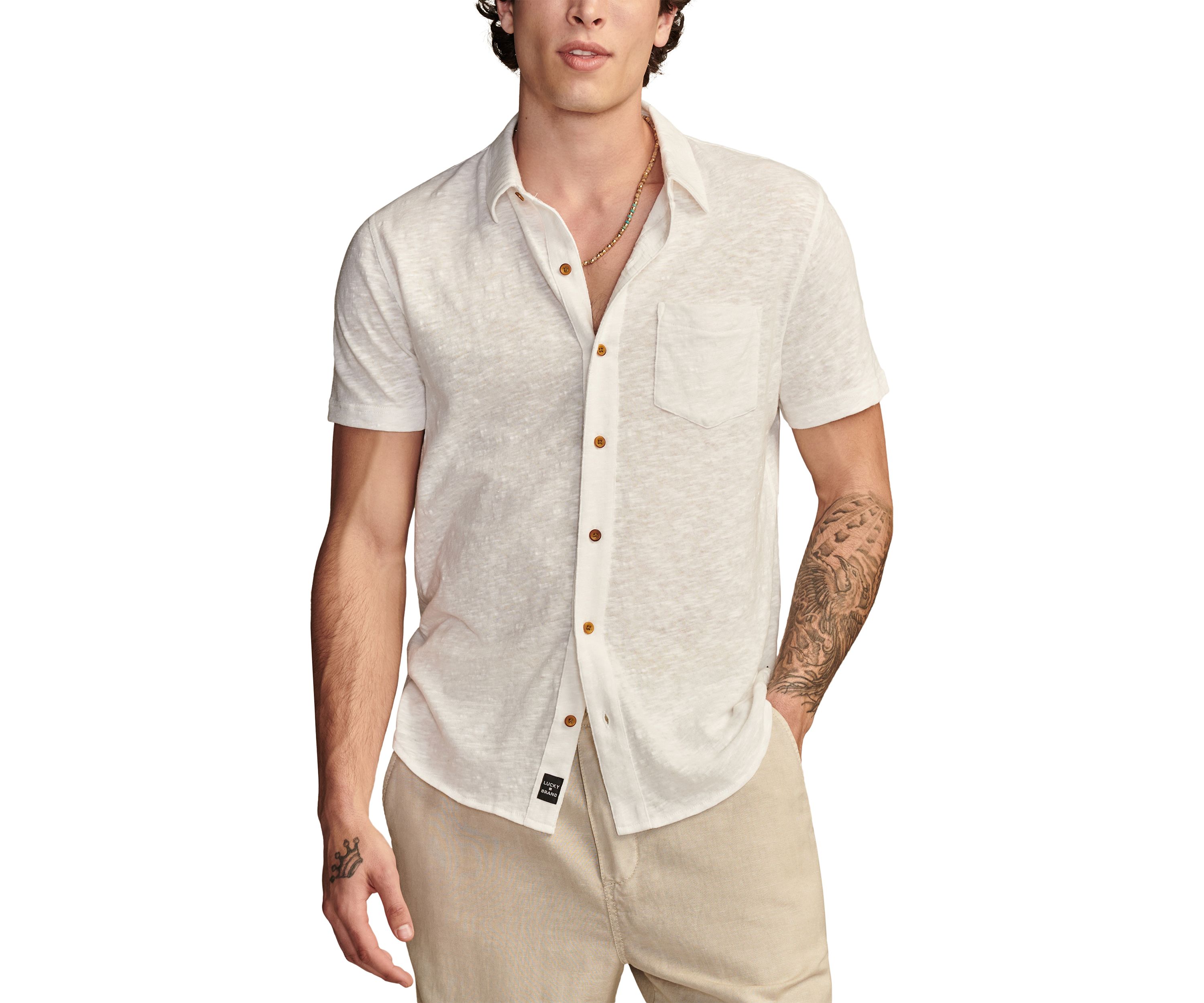 Linen Short Sleeve Button Up Shirt 