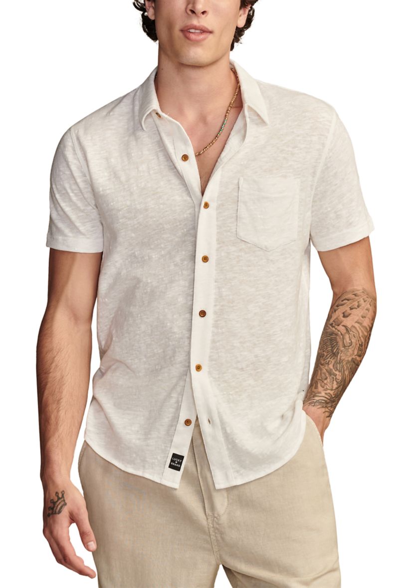 Linen Short Sleeve Button Up Shirt 