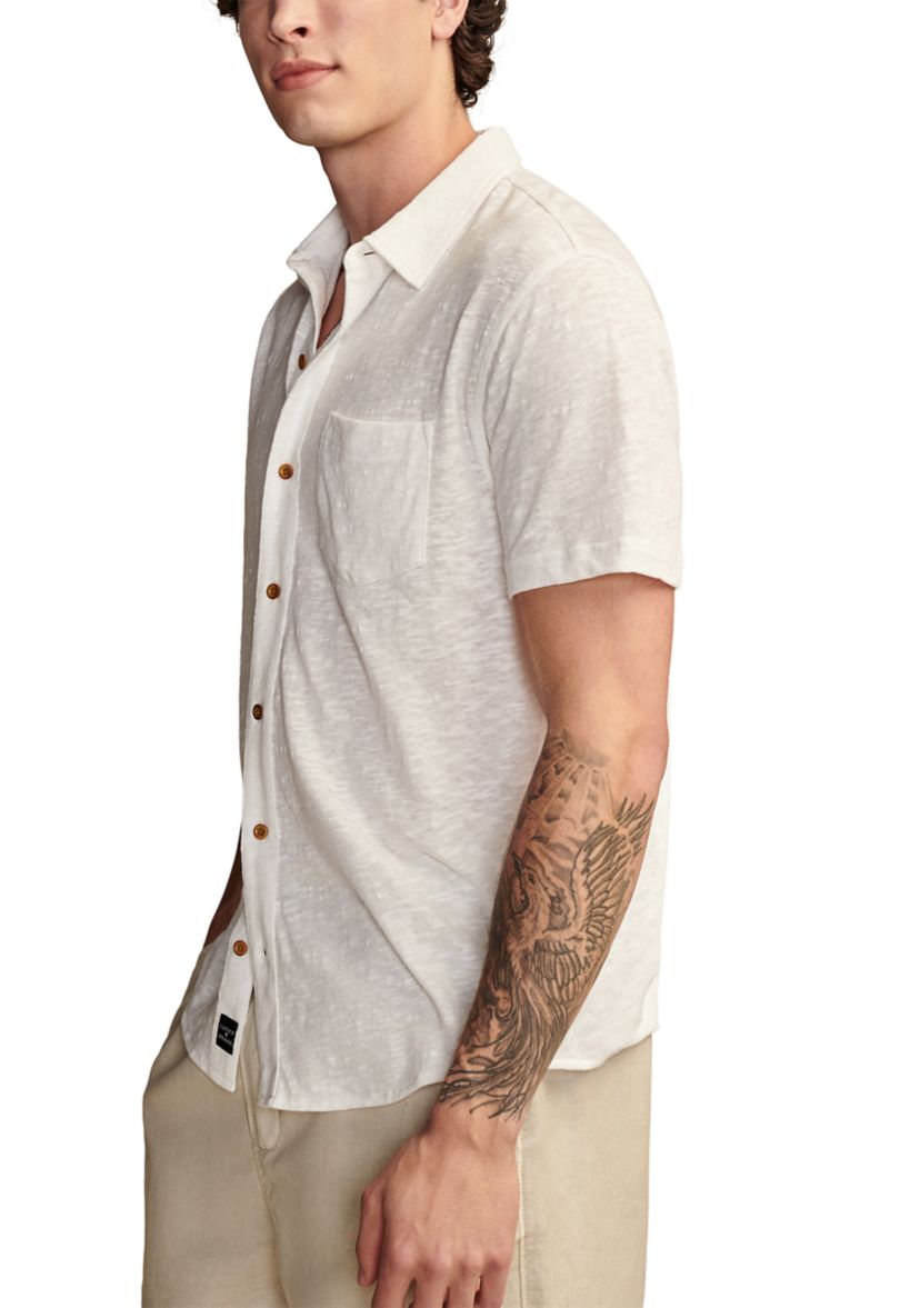 Linen Short Sleeve Button Up Shirt 