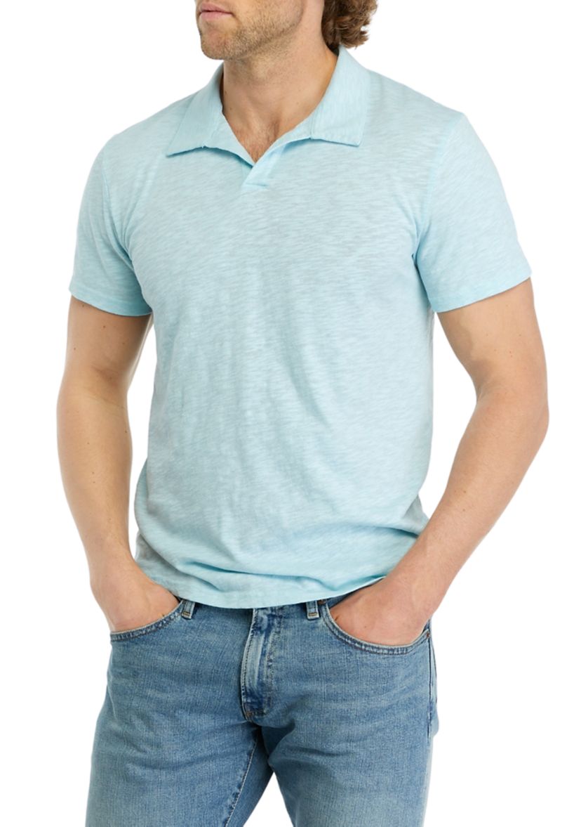 Mens Slub Jersey Johnny Collar Polo