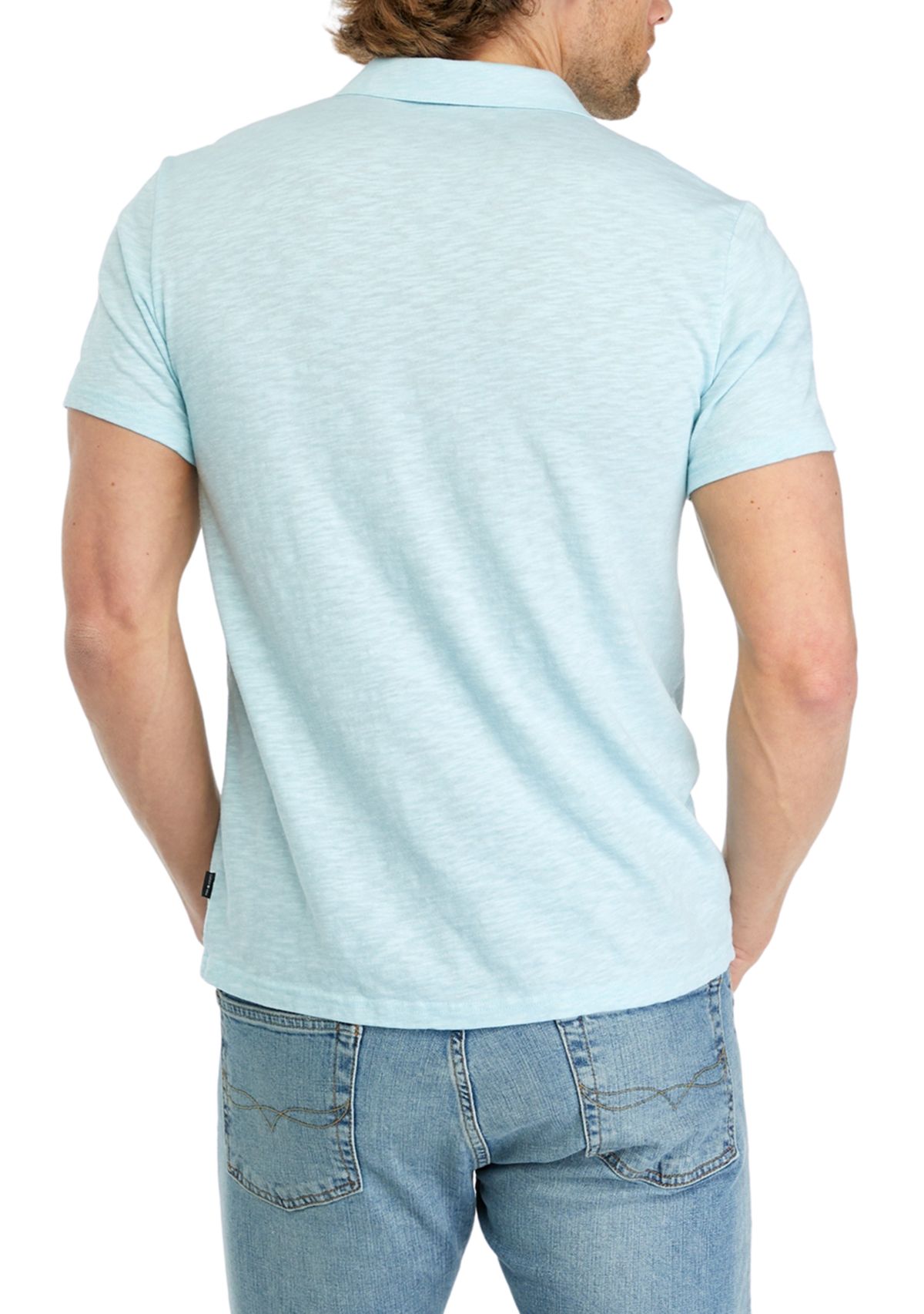 Mens Slub Jersey Johnny Collar Polo