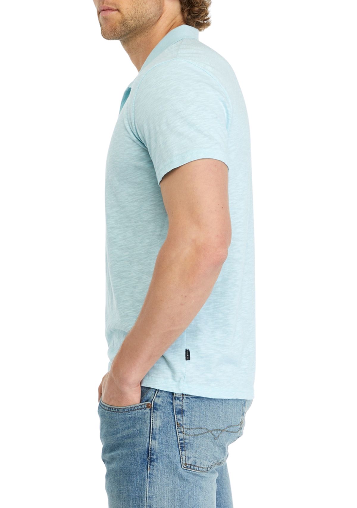 Mens Slub Jersey Johnny Collar Polo