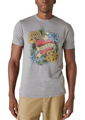 Lucky Brand Men's Beer Tattoo Graphic T-Shirt