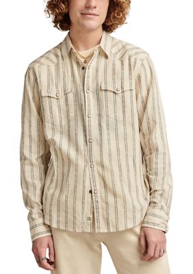 Lucky Brand Men's Big & Tall Long Sleeve Striped Mesa Western Shirt
