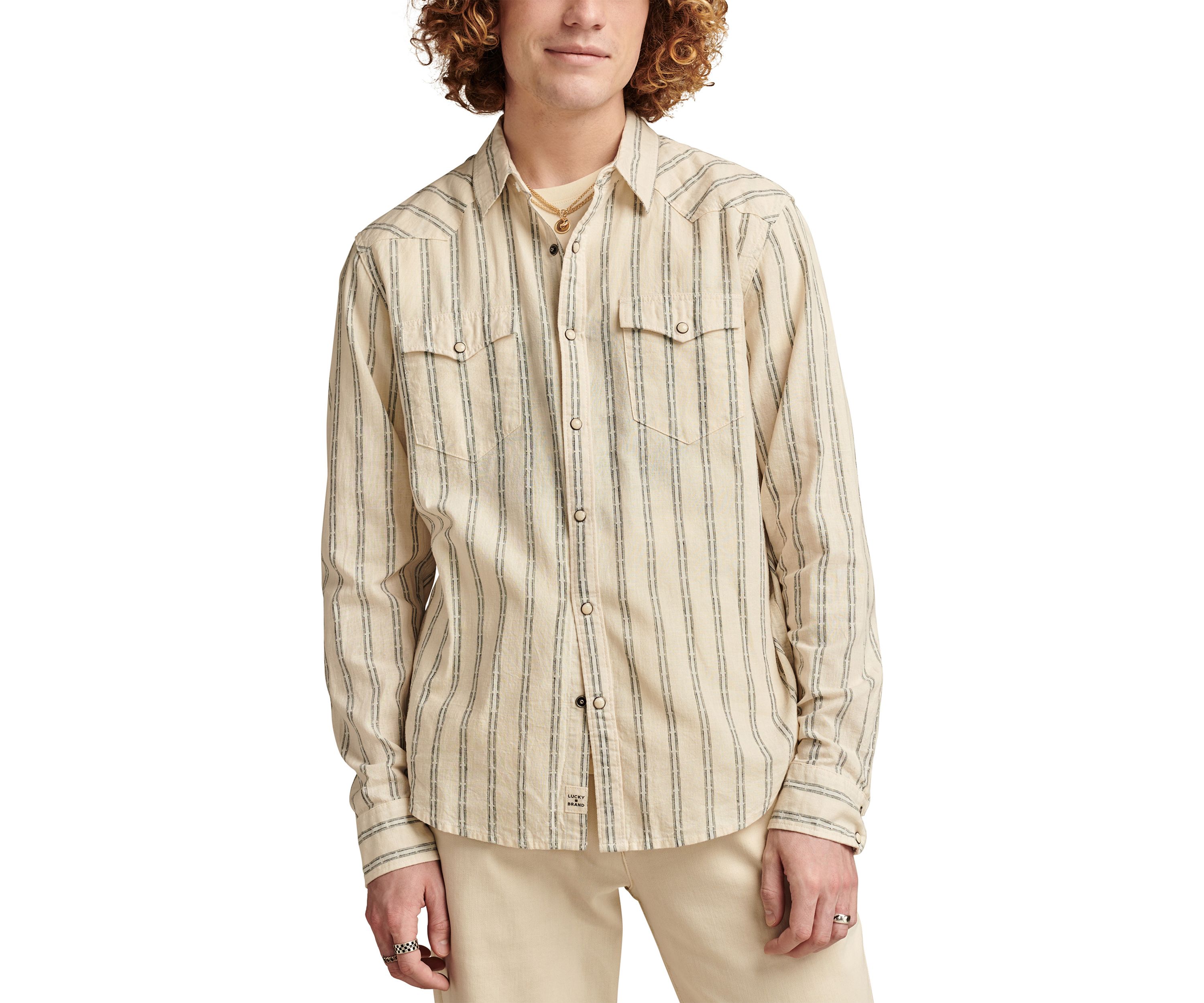 Big & Tall Long Sleeve Striped Mesa Western Shirt