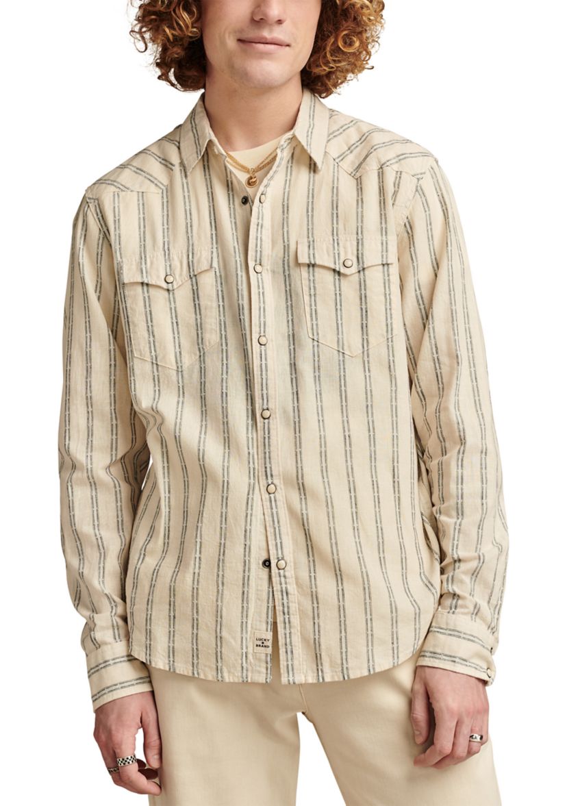 Big & Tall Long Sleeve Striped Mesa Western Shirt