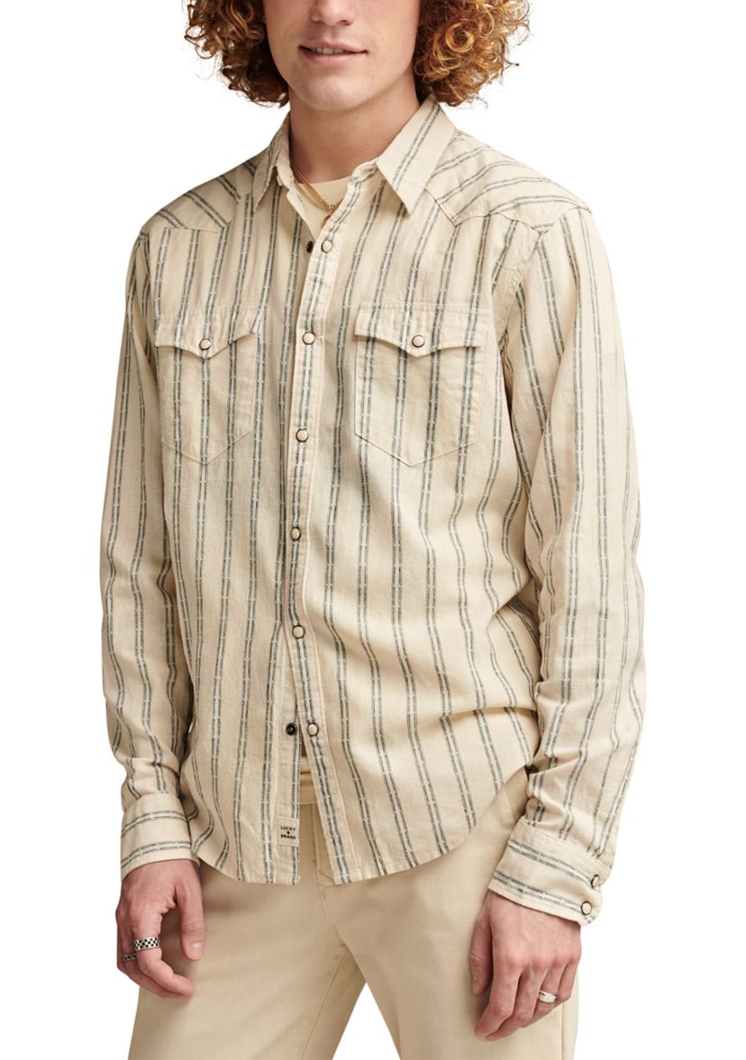 Big & Tall Long Sleeve Striped Mesa Western Shirt