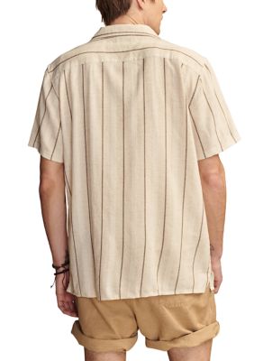 Big & Tall Natural Striped Camp Collar Shirt