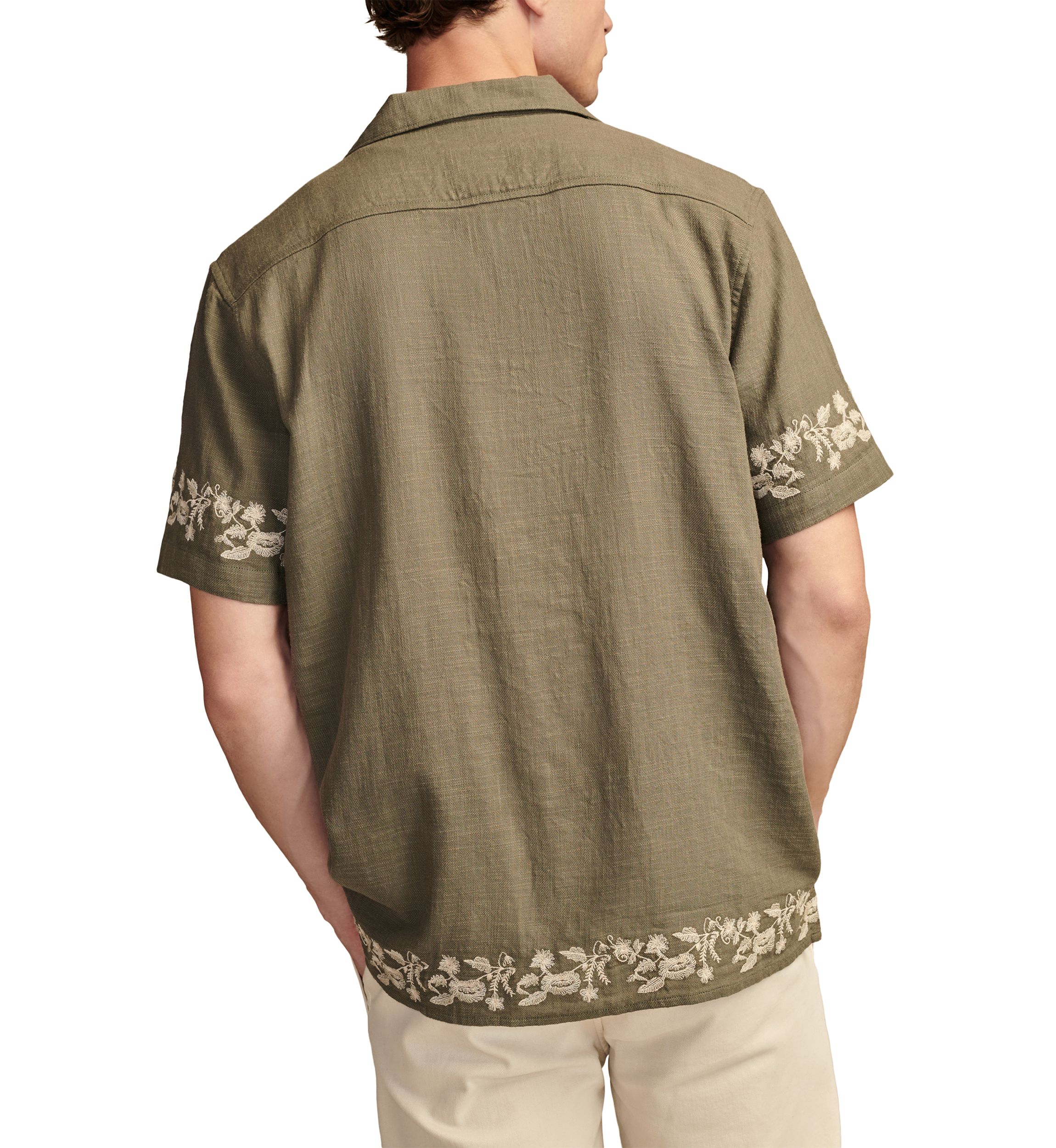 Big & Tall Embroidered Camp Collar Shirt