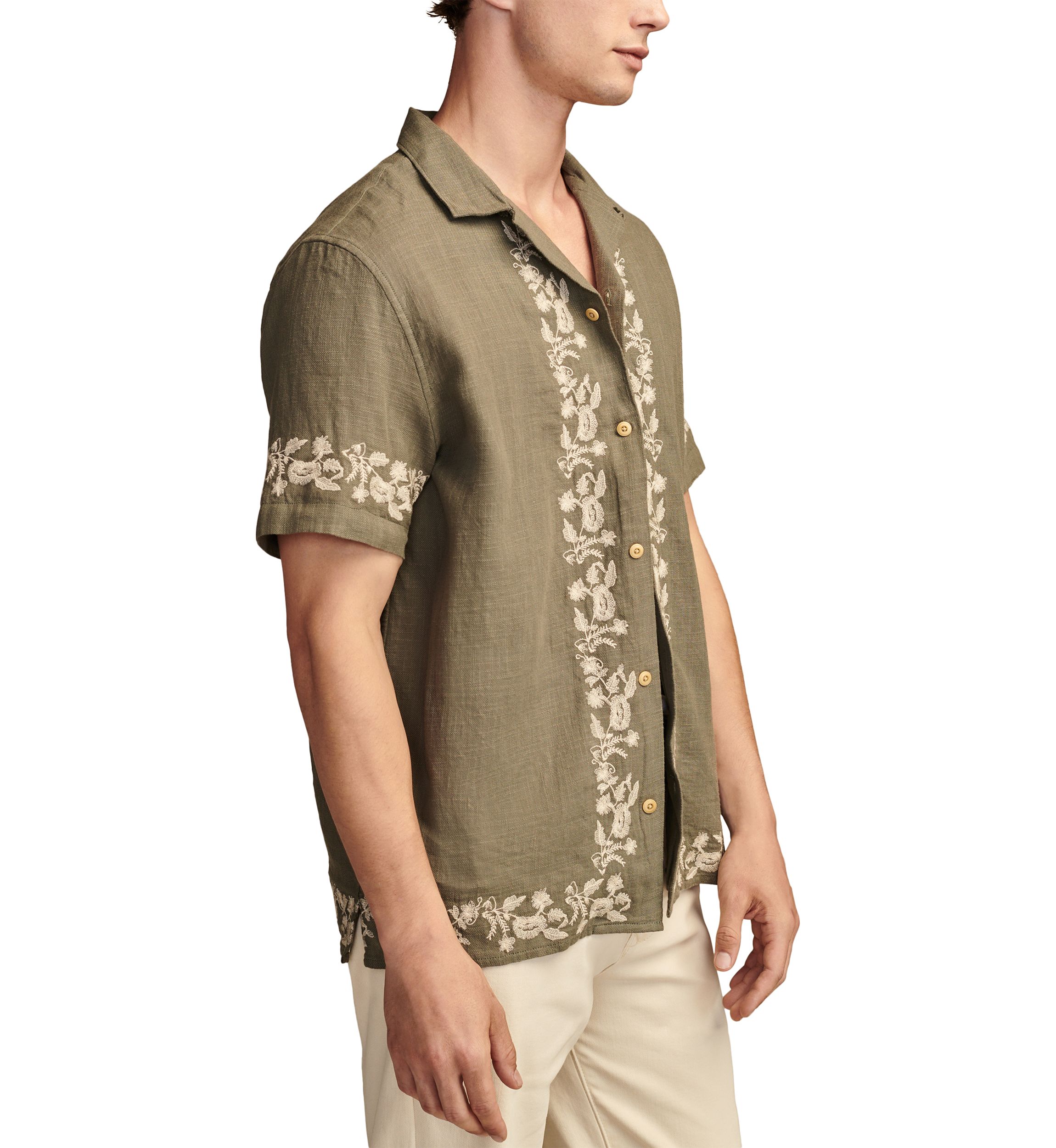 Big & Tall Embroidered Camp Collar Shirt