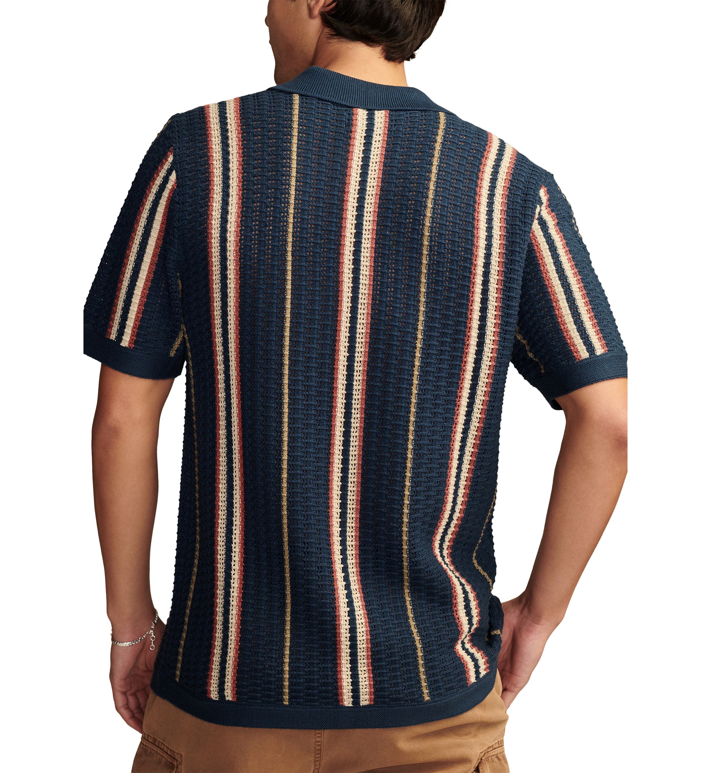 Big & Tall Striped Sweater Knit Button Down Shirt