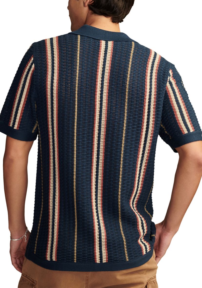 Big & Tall Striped Sweater Knit Button Down Shirt