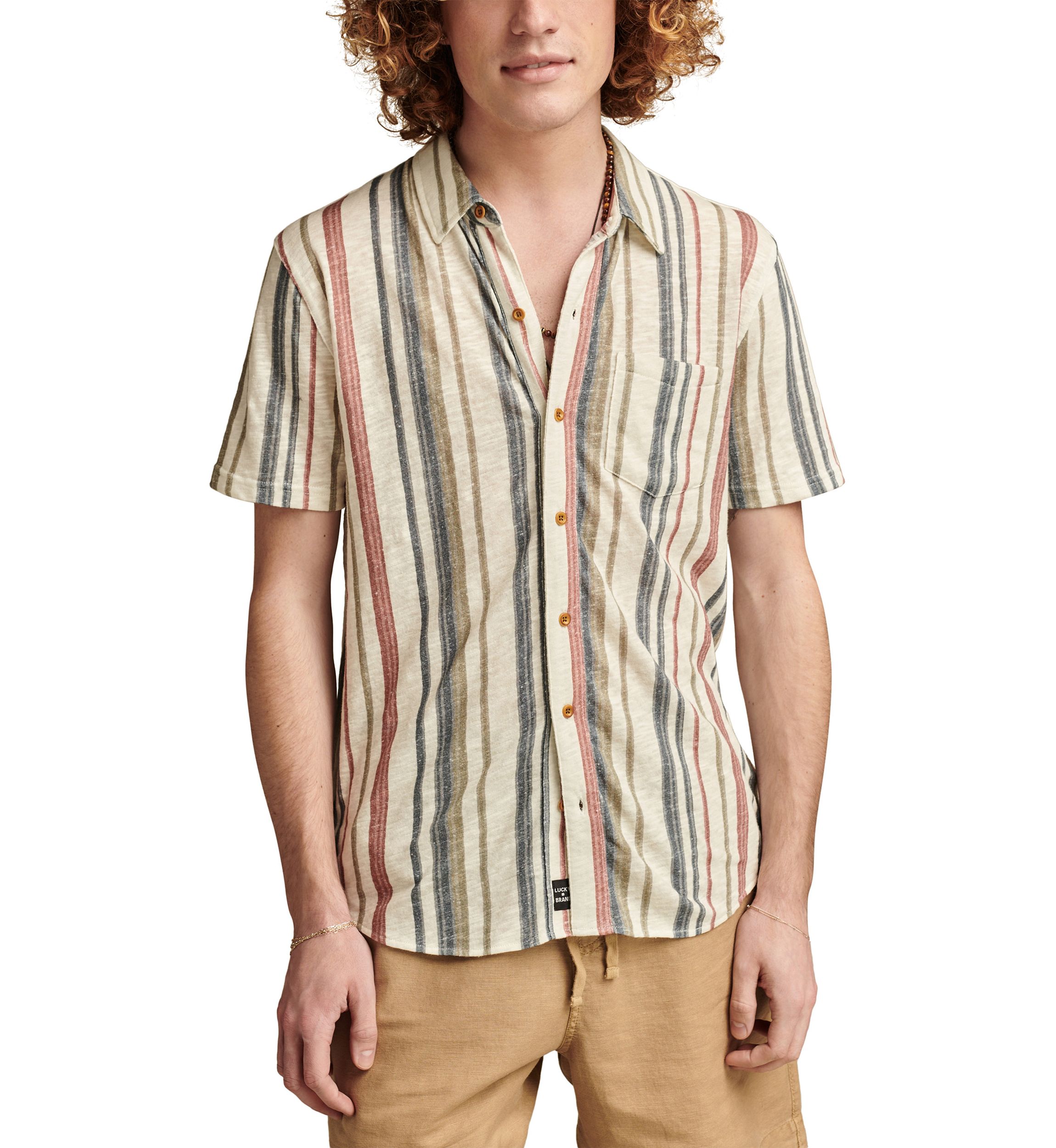Big & Tall Multi Stripe Linen Button Down Shirt