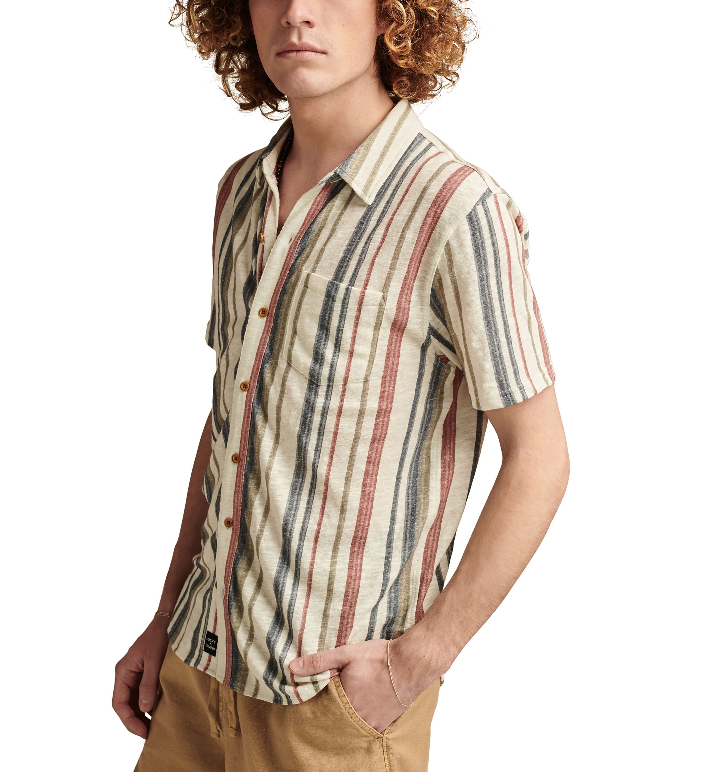 Big & Tall Multi Stripe Linen Button Down Shirt