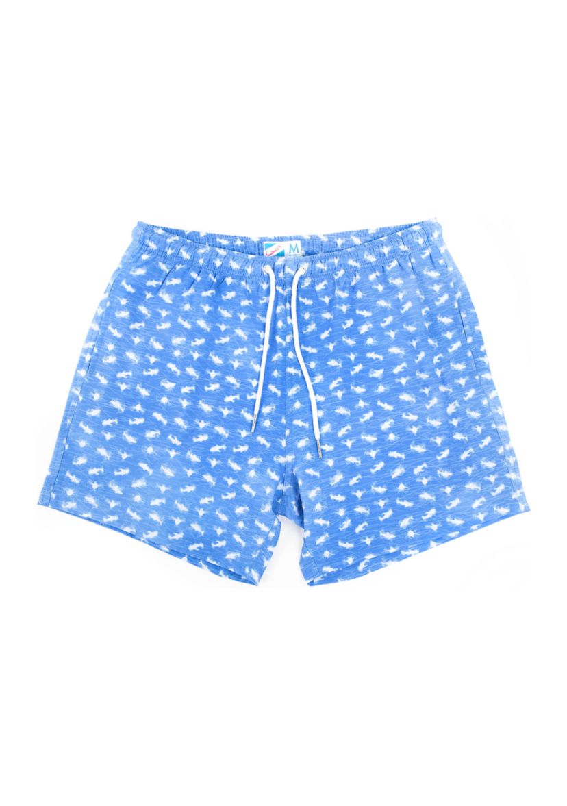 Mini Shark Print Swim Trunks 