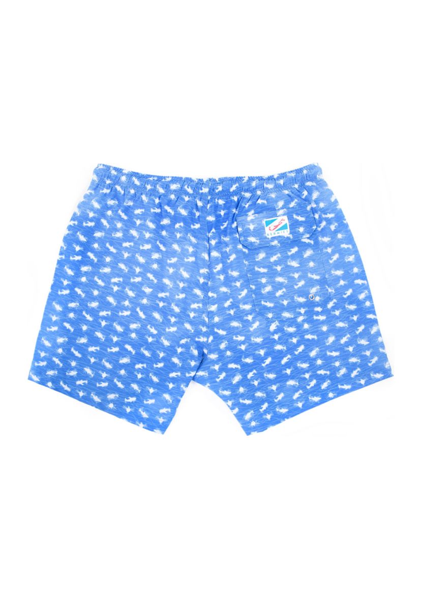 Mini Shark Print Swim Trunks 