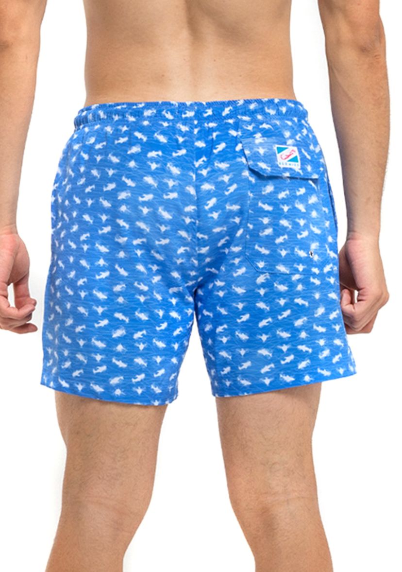 Mini Shark Print Swim Trunks 