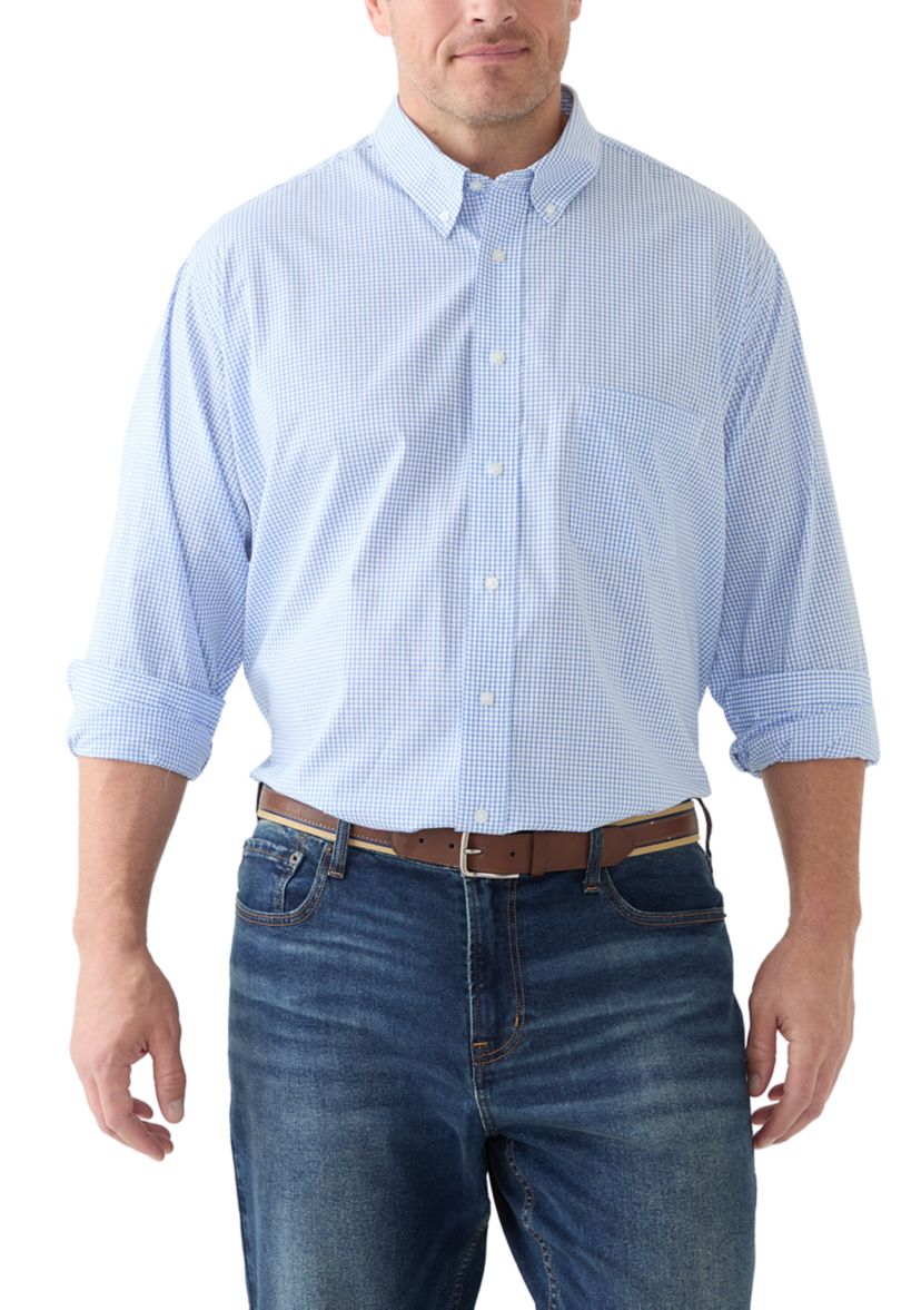 Big & Tall Tartan Stretch Regular Fit Button Down Shirt 