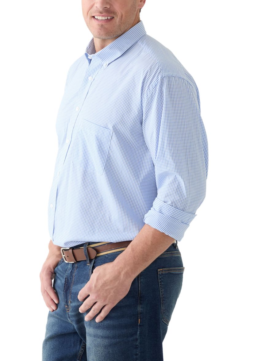 Big & Tall Tartan Stretch Regular Fit Button Down Shirt 
