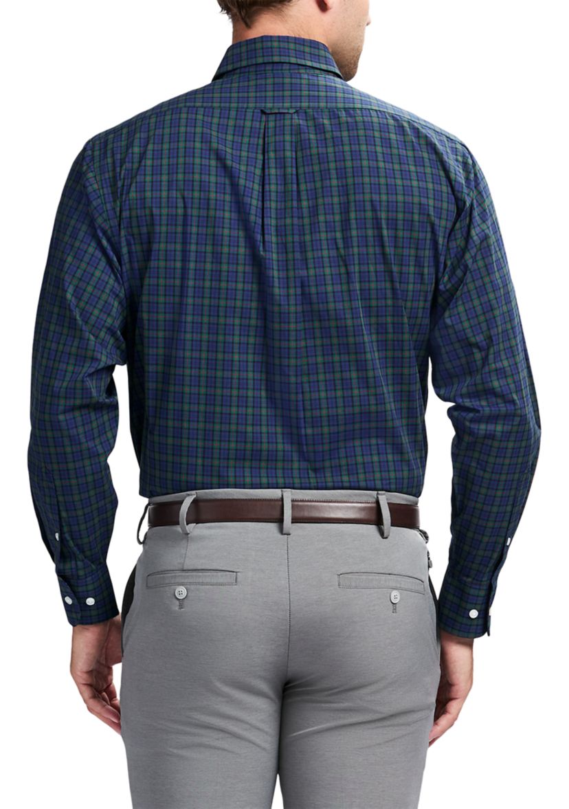 Mens Tartan Stretch Regular Fit Button Down Shirt