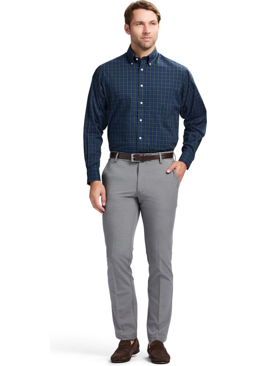 Mens Tartan Stretch Regular Fit Button Down Shirt