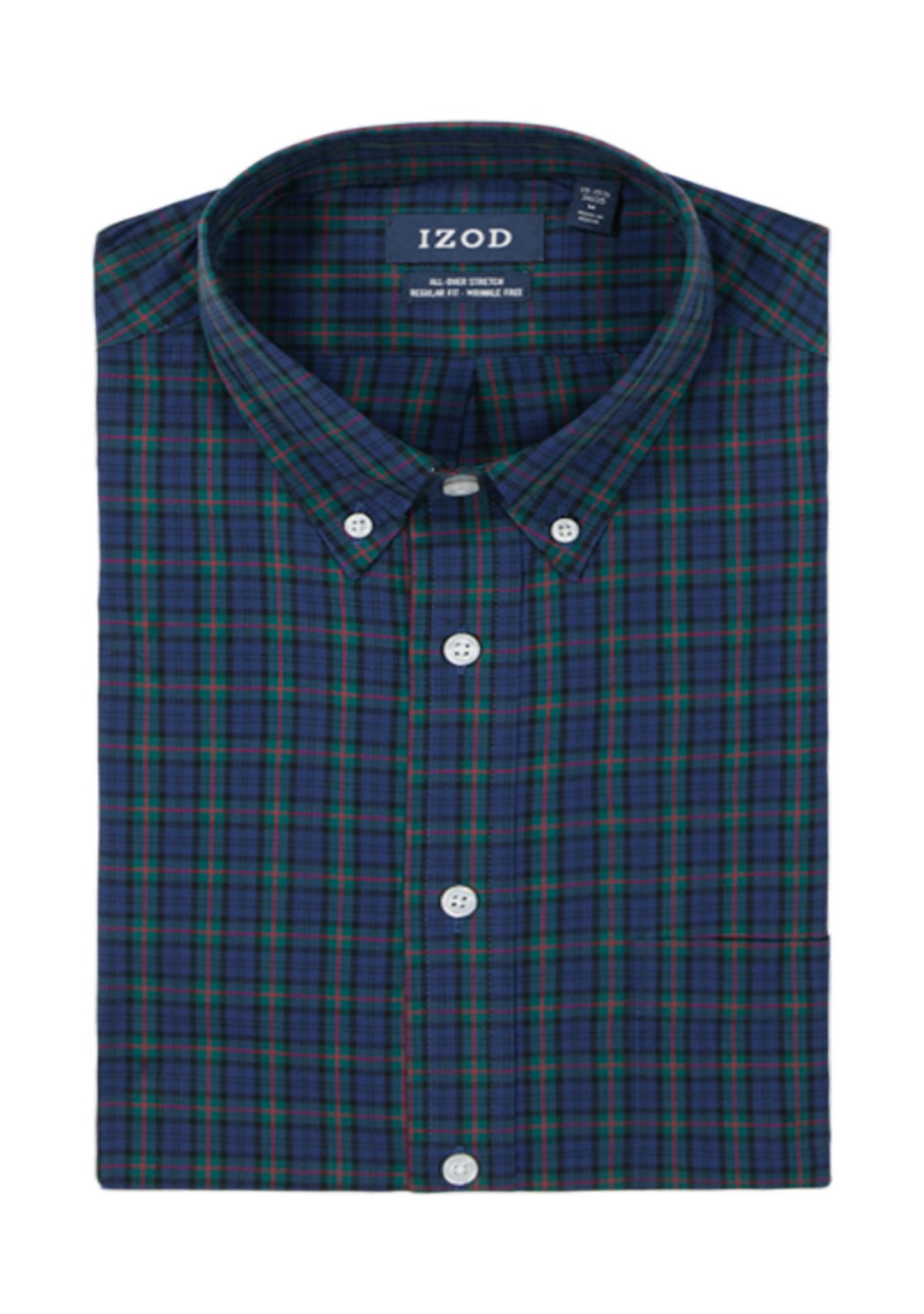 Mens Tartan Stretch Regular Fit Button Down Shirt