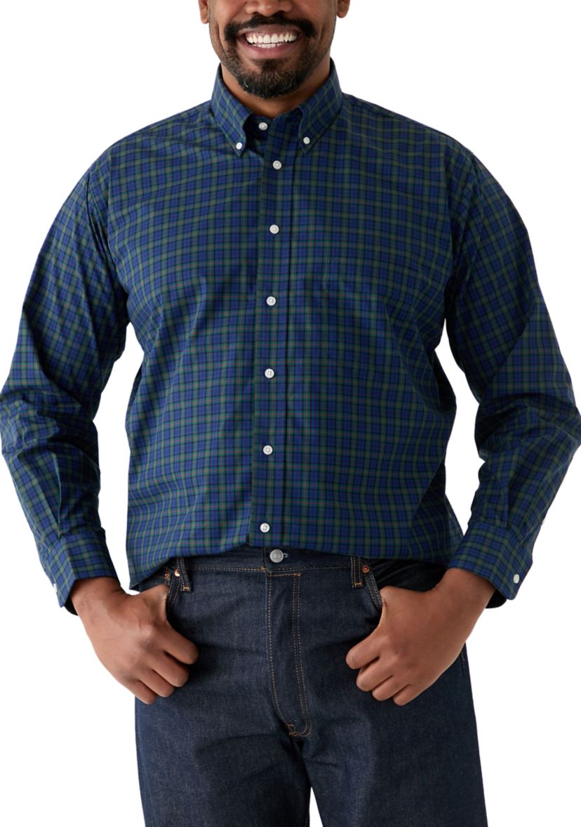 Big & Tall Tartan Stretch Regular Fit Button Down Shirt 