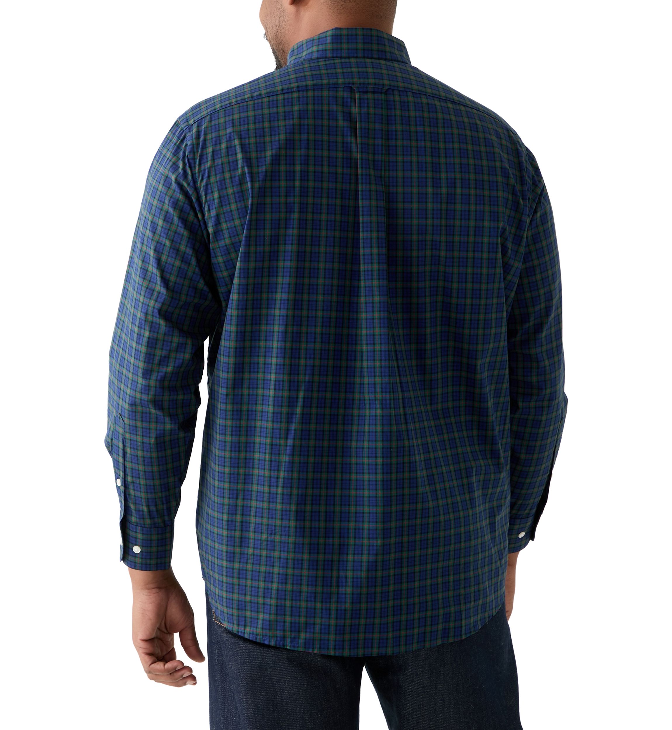 Big & Tall Tartan Stretch Regular Fit Button Down Shirt 