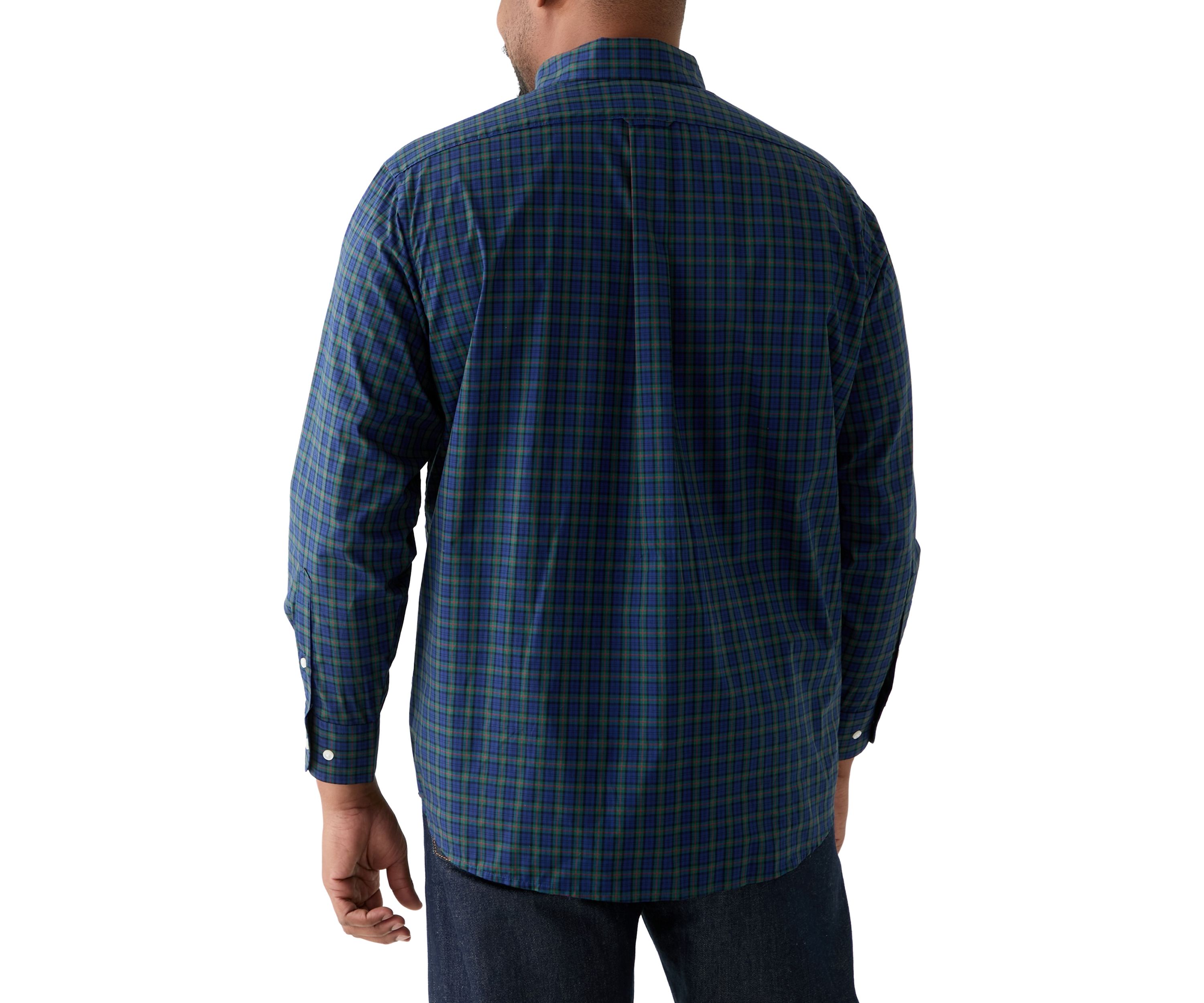 Big & Tall Tartan Stretch Regular Fit Button Down Shirt 
