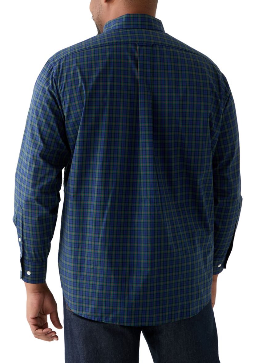 Big & Tall Tartan Stretch Regular Fit Button Down Shirt 