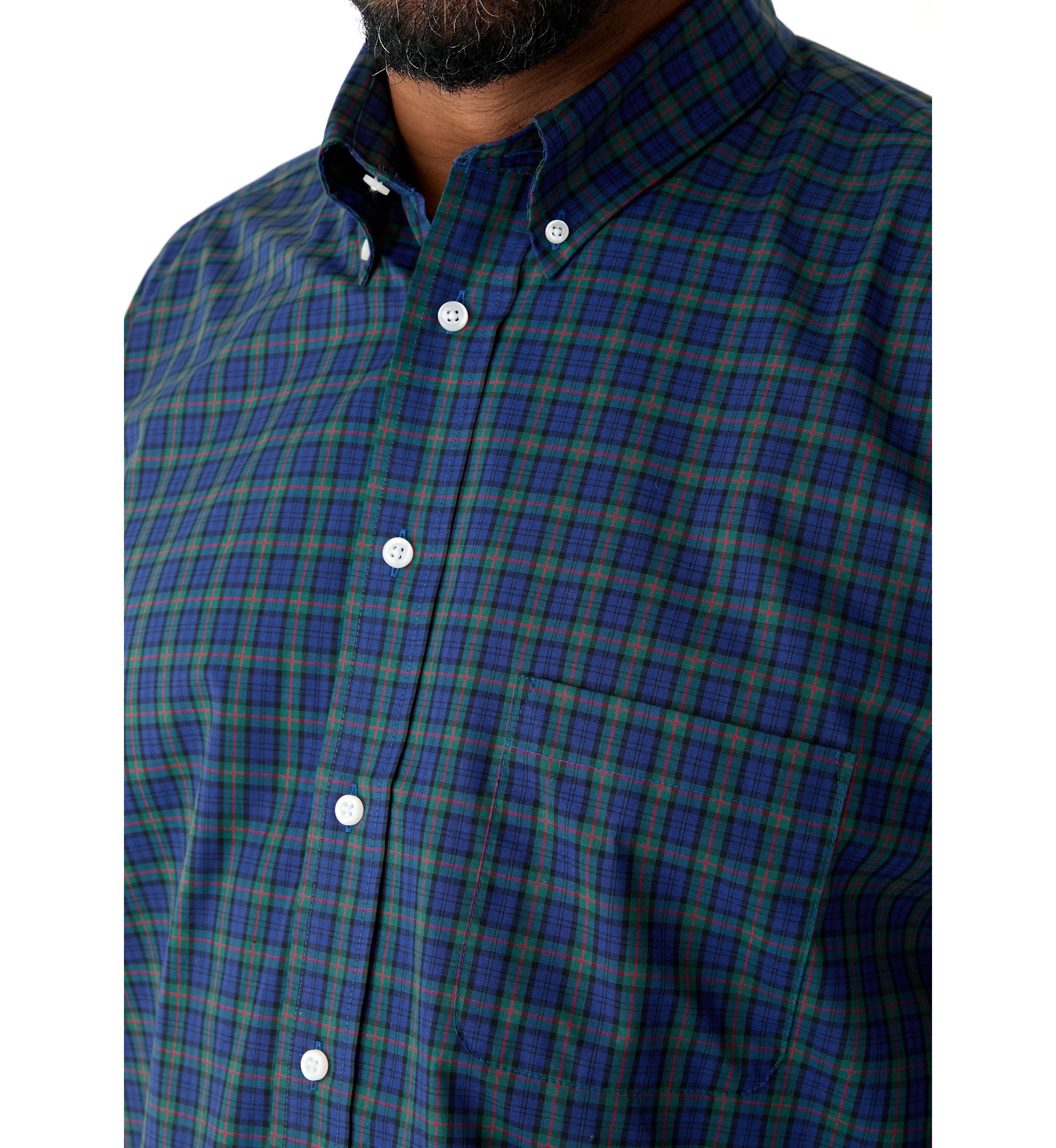 Big & Tall Tartan Stretch Regular Fit Button Down Shirt 