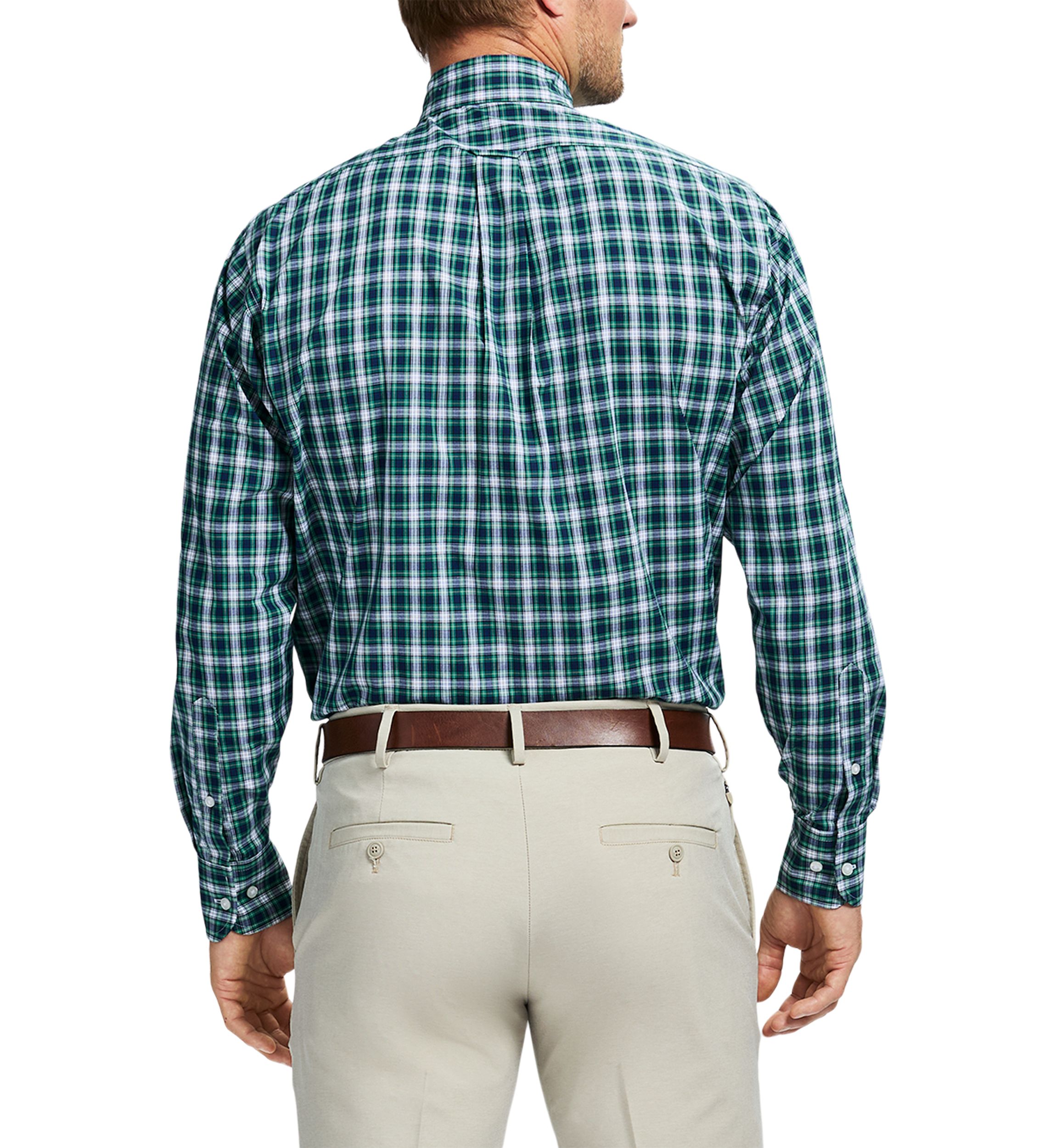 Mens Tartan Stretch Regular Fit Button Down Shirt