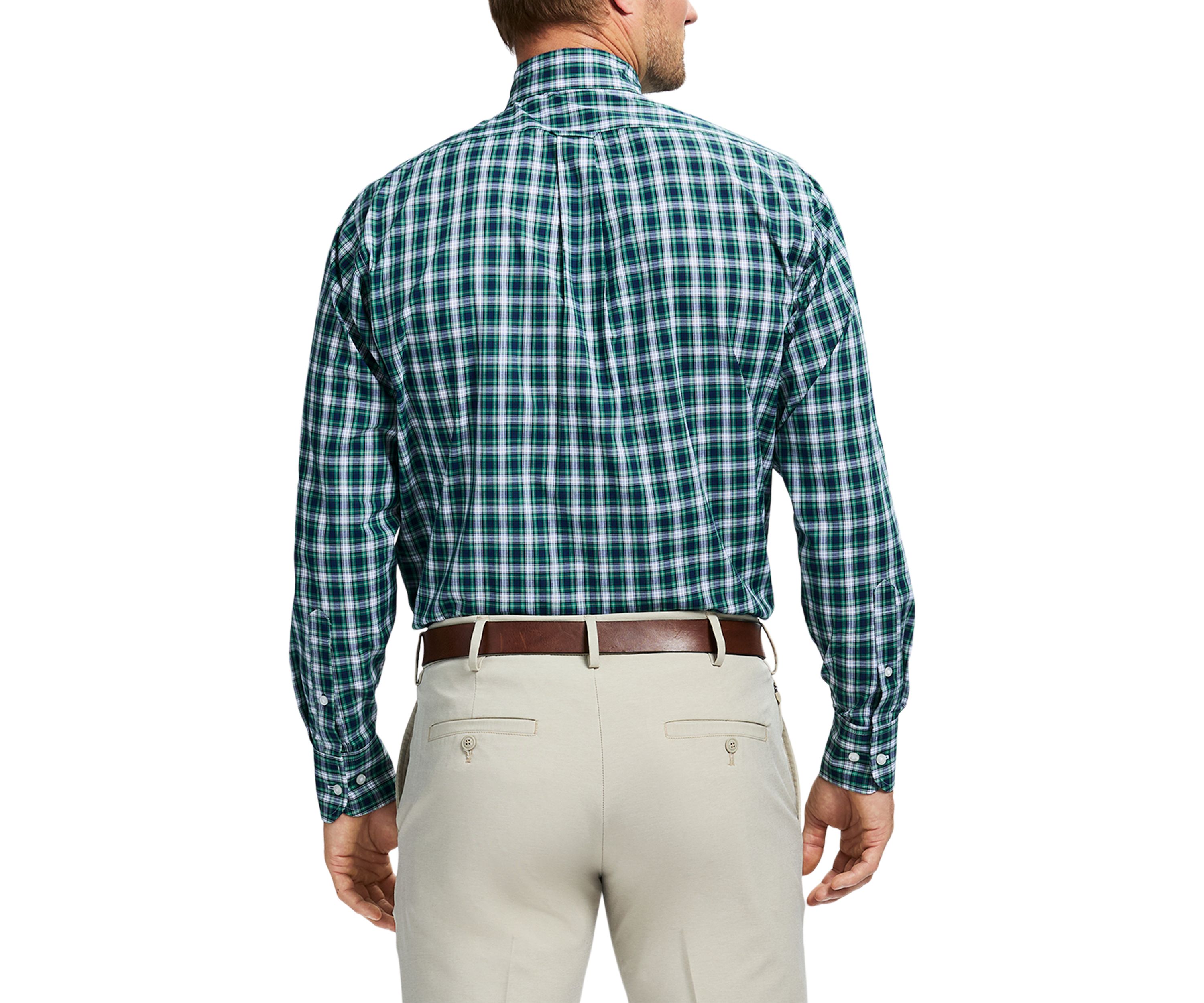 Mens Tartan Stretch Regular Fit Button Down Shirt