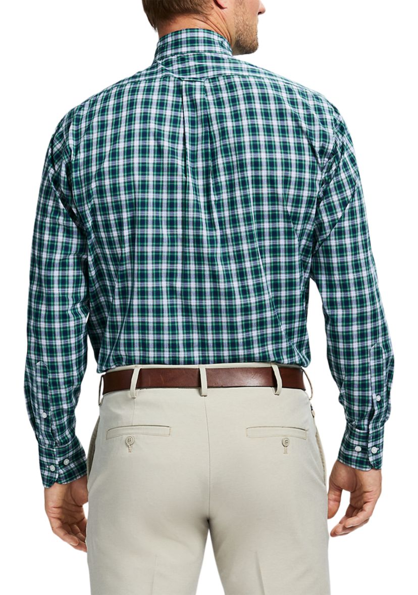 Mens Tartan Stretch Regular Fit Button Down Shirt