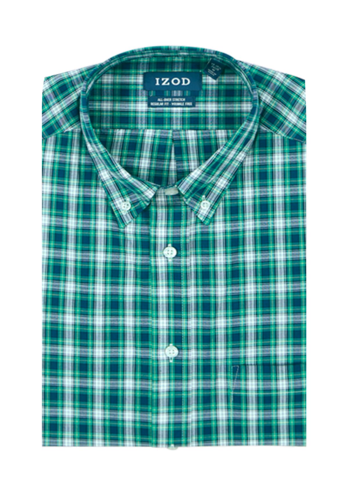 Mens Tartan Stretch Regular Fit Button Down Shirt