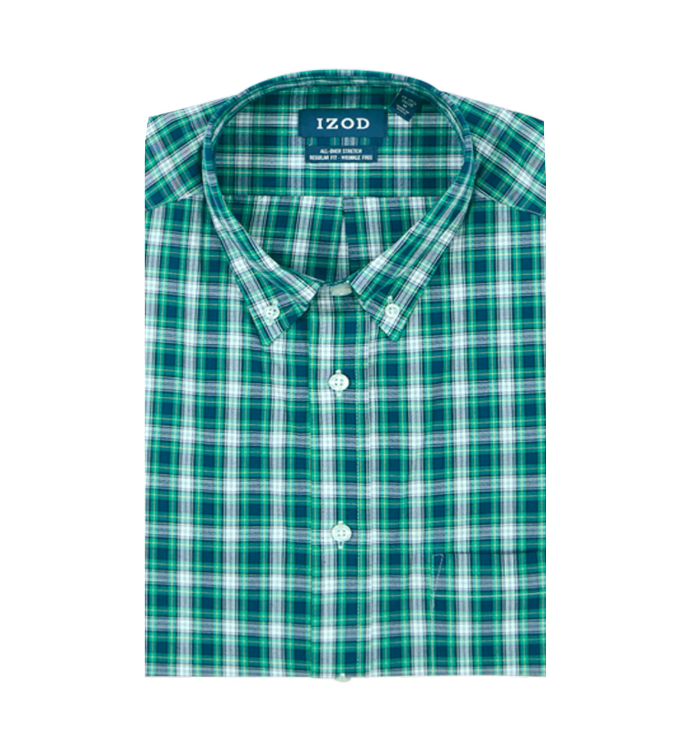 Mens Tartan Stretch Regular Fit Button Down Shirt