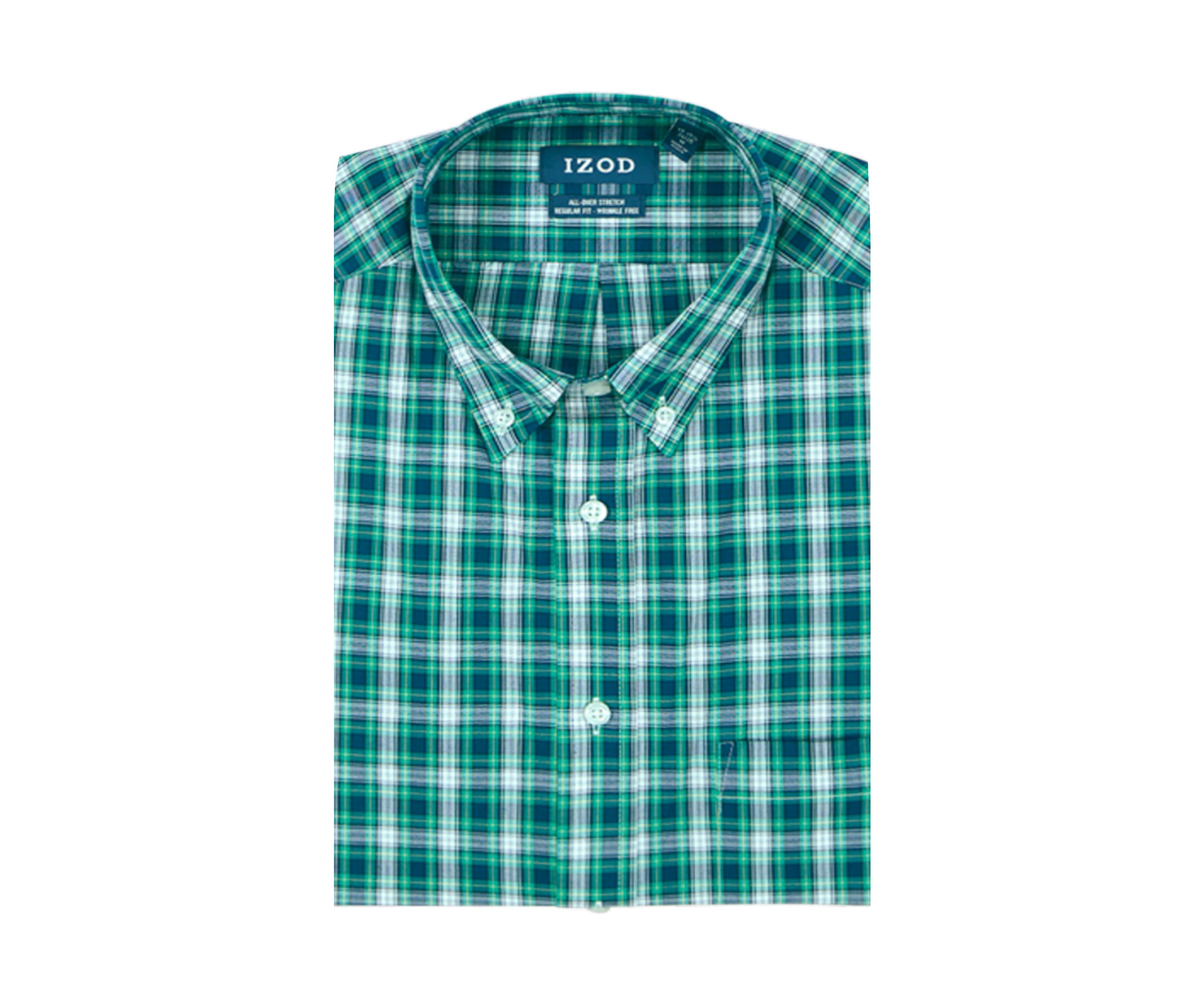 Mens Tartan Stretch Regular Fit Button Down Shirt