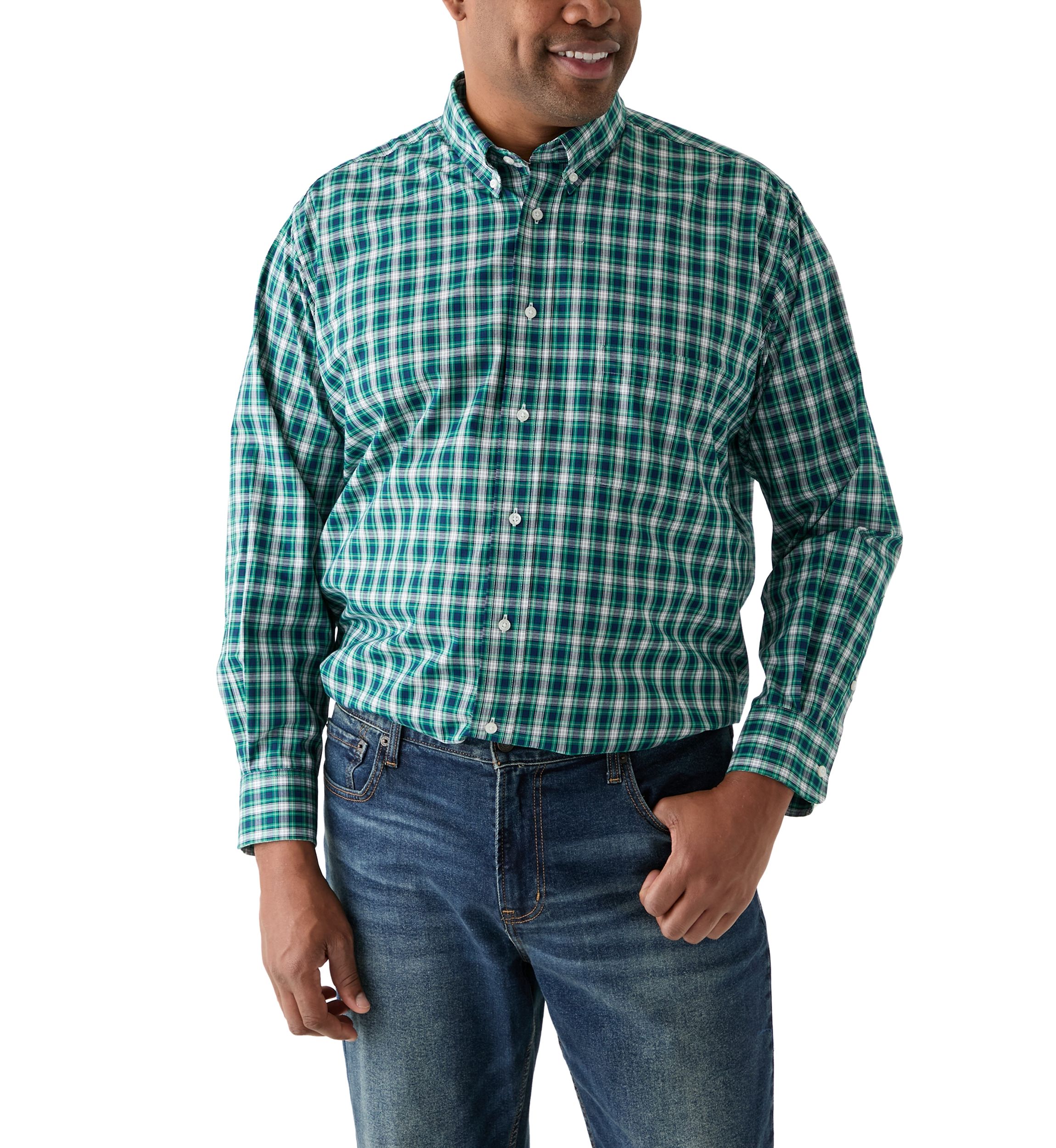 Big & Tall Long Sleeve Tartan Plaid Dress Shirt