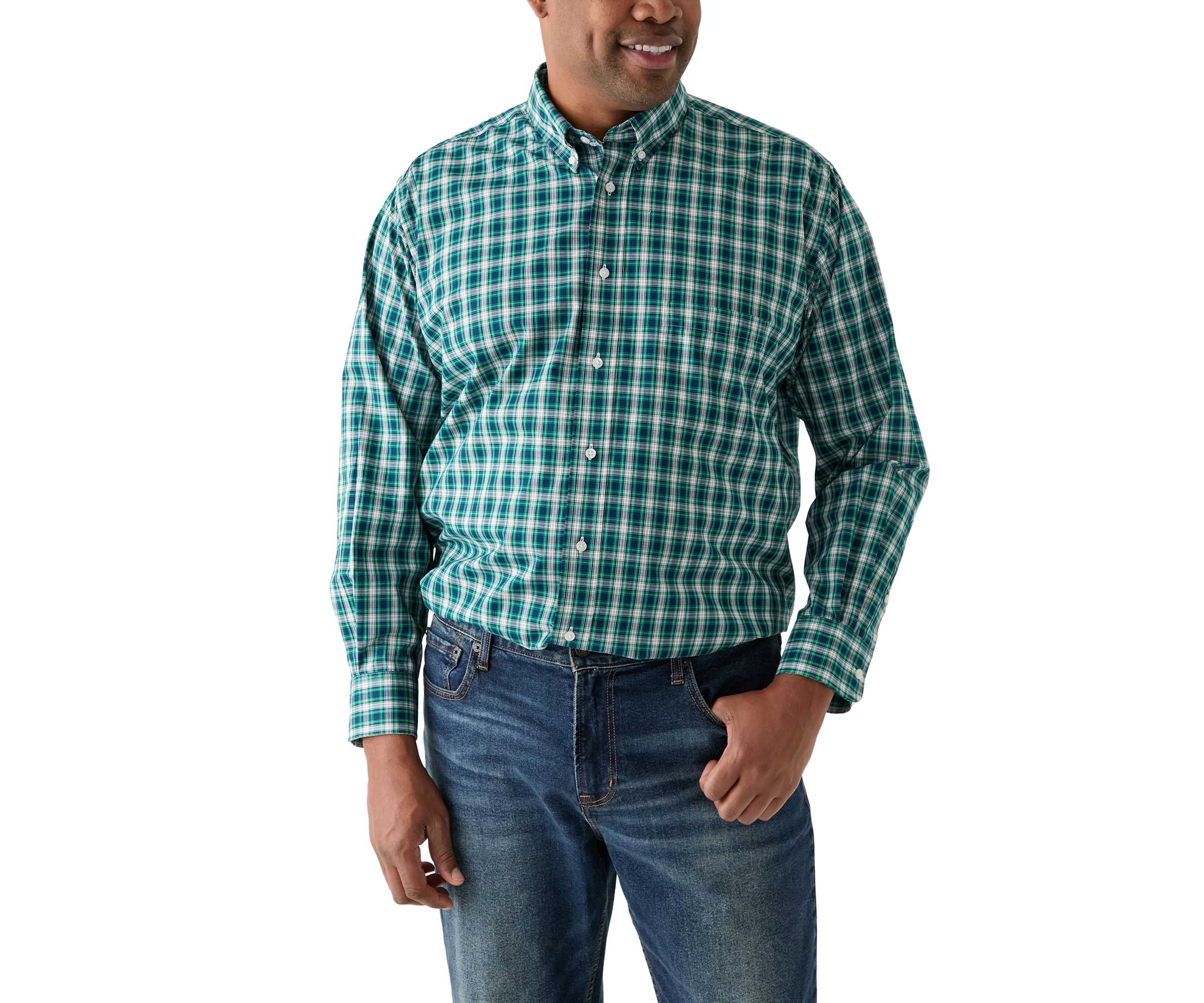 Big & Tall Long Sleeve Tartan Plaid Dress Shirt